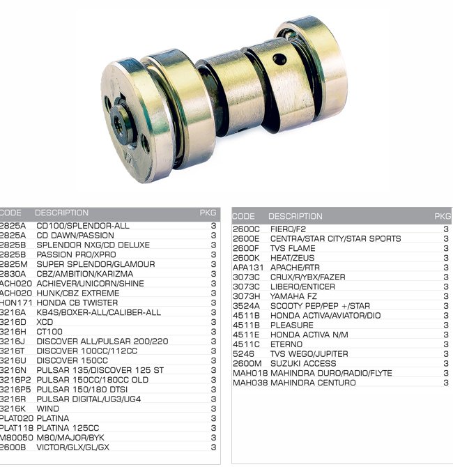 cam shaft with bearings cam shaft with bearings