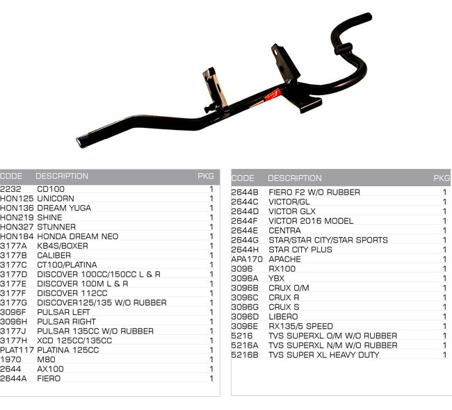 front foot rest rod w rubbers