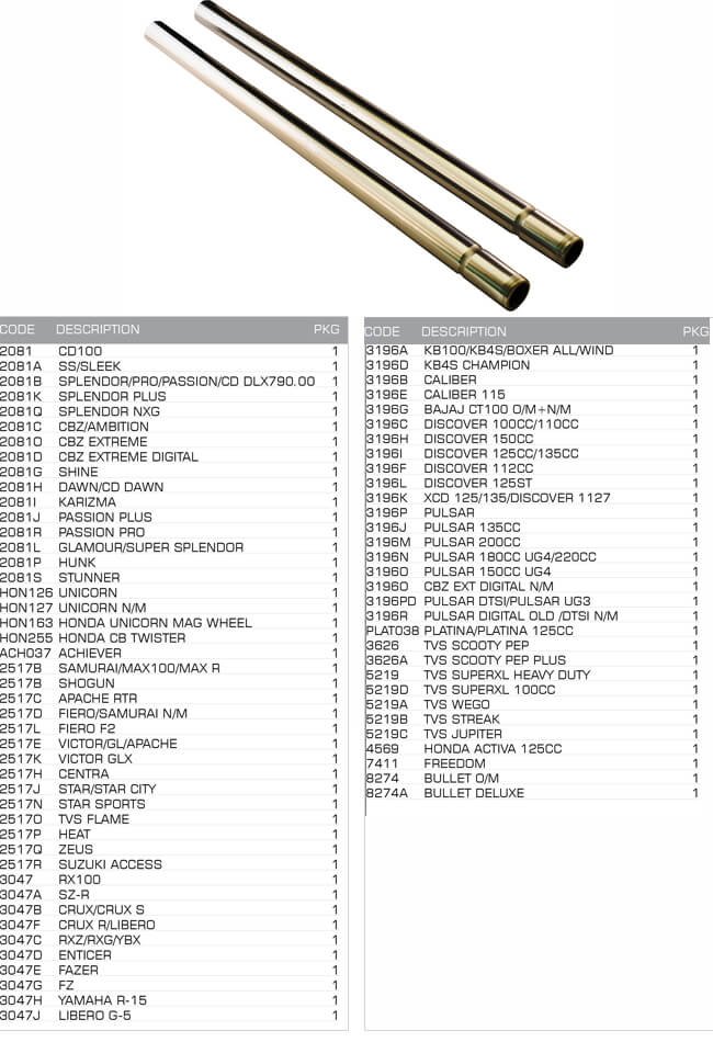 fron fork main tube set fron fork main tube set