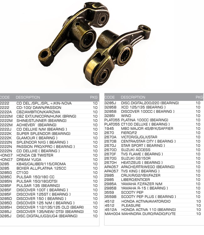 rocker set with & without bearing rocker set with & without bearing