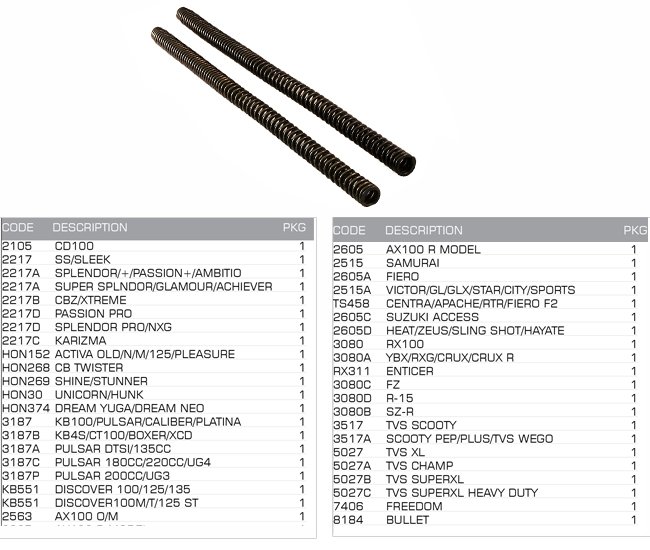 spring front fork set spring front fork set